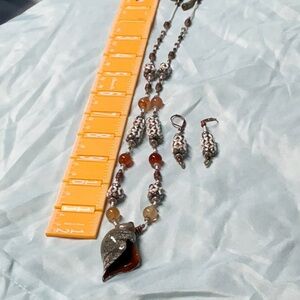 24” Silver and Brown Ethnic-Inspired Necklace